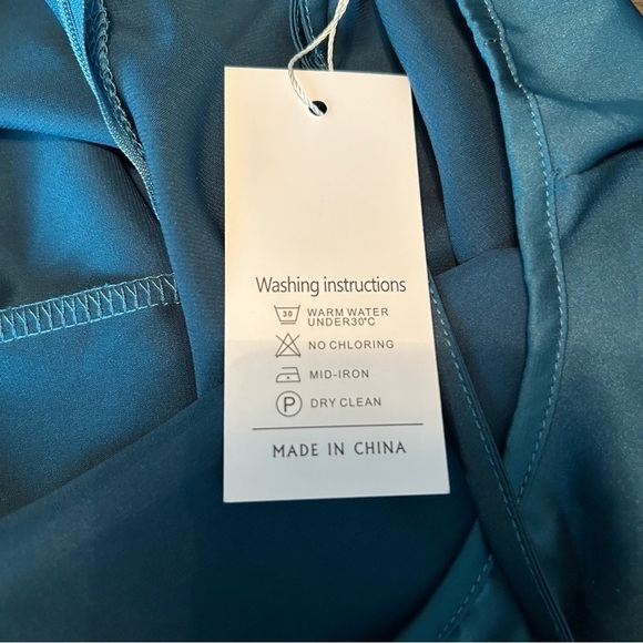 Slip Dress XXXITICAT Teal Green Slipdress Midi Length Adj Straps Draped Neckline - Picture 9 of 10